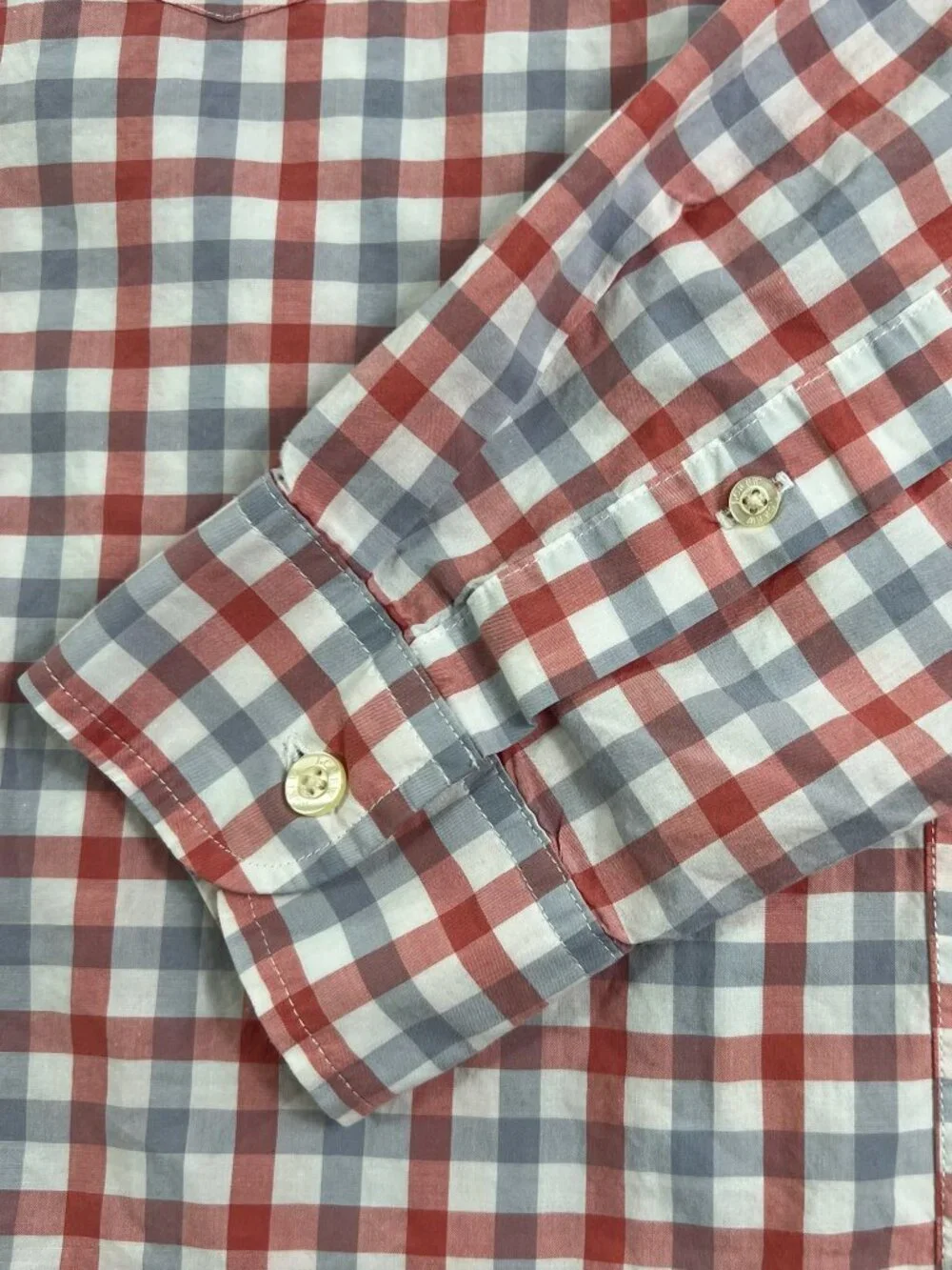J.Crew Button Down Mens Size M Long Sleeve Plaid Red White Shirt 69152